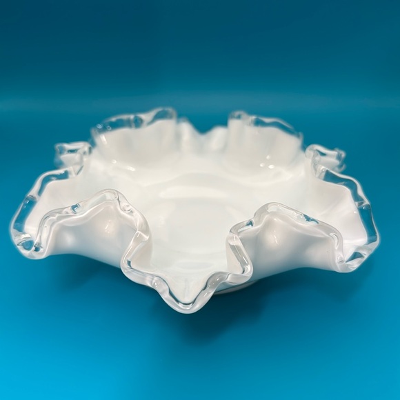 Fenton Other - FENTON SILVER CREST RUFFLED MILK GLASS Dish 6”